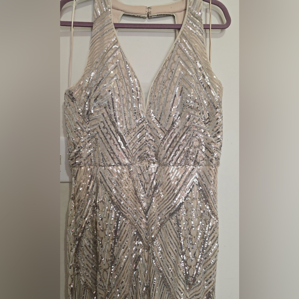 R&M Richards Metallic Gold Halter Maxi Dress - Picture 7 of 12
